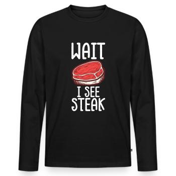 Steak - Männer Premium Bio Langarmshirt - Schwarz - Vorne - Nico (187cm)