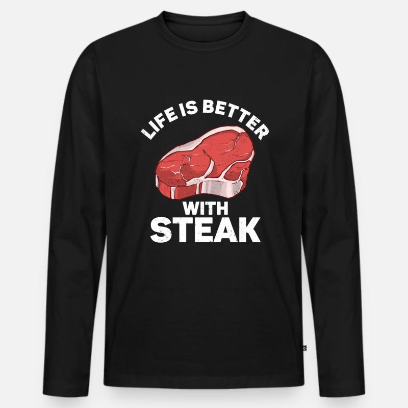 Steak - Männer Premium Bio Langarmshirt - Schwarz
