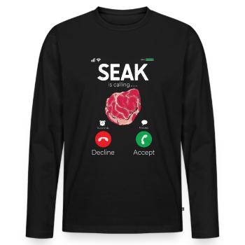Steak - Männer Premium Bio Langarmshirt - Schwarz - Vorne - Nico (187cm)