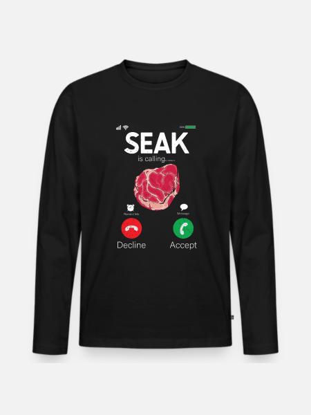 Steak - Men's Premium Organic Long Sleeve Shirt - black