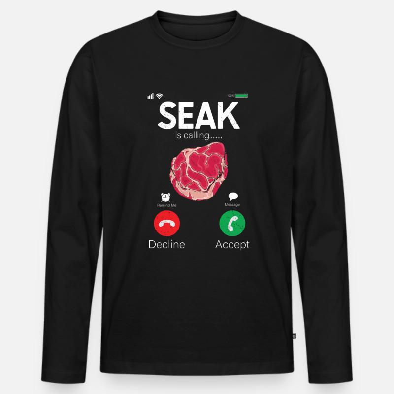 Steak - Männer Premium Bio Langarmshirt - Schwarz