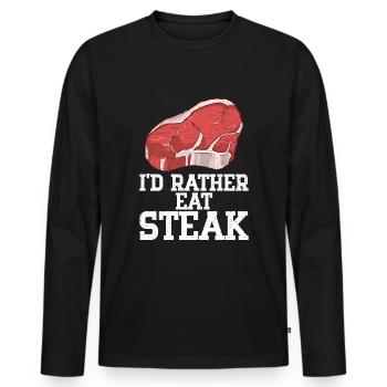 Steak - Männer Premium Bio Langarmshirt - Schwarz - Vorne - Nico (187cm)