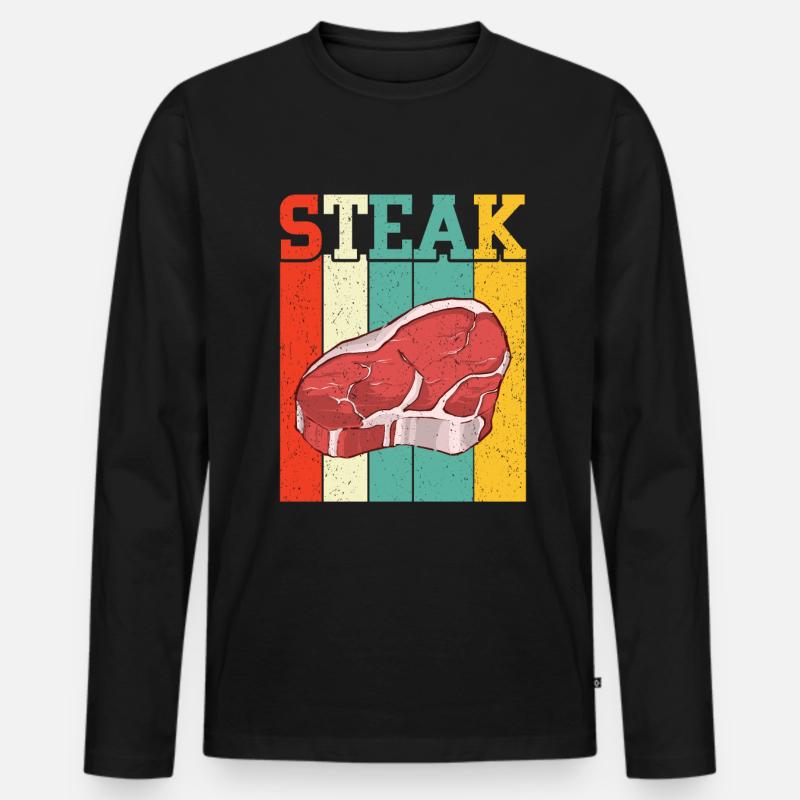 Steak - Männer Premium Bio Langarmshirt - Schwarz