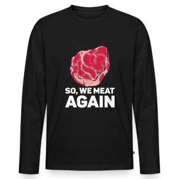 Steak - Männer Premium Bio Langarmshirt - Schwarz - Vorne - Nico (187cm)