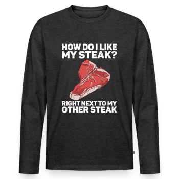 Steak - Männer Premium Bio Langarmshirt - Anthrazit meliert - Vorne - Nico (187cm)