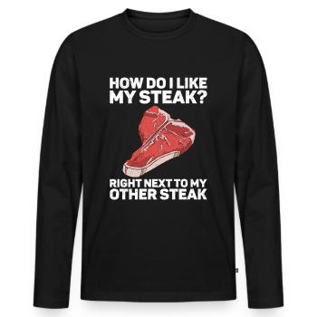 Steak - Männer Premium Bio Langarmshirt - Schwarz - Vorne - Nico (187cm)