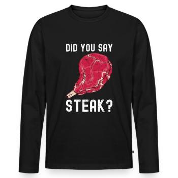 Steak - Männer Premium Bio Langarmshirt - Schwarz - Vorne - Nico (187cm)