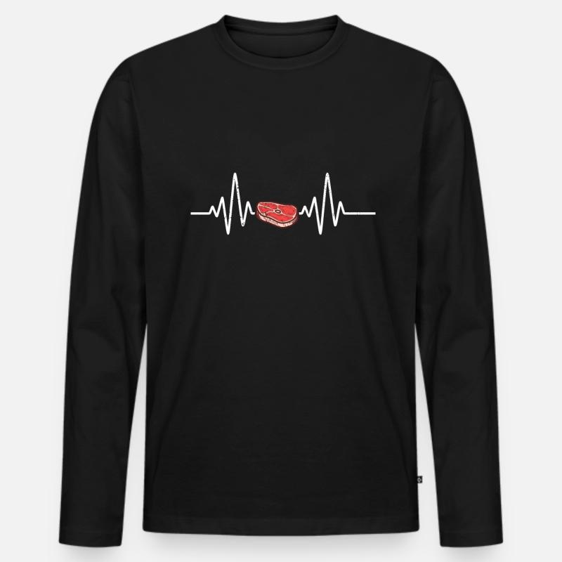 Steak - Männer Premium Bio Langarmshirt - Schwarz