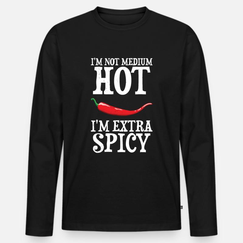 Chili-Pfeffer - Männer Premium Bio Langarmshirt - Schwarz