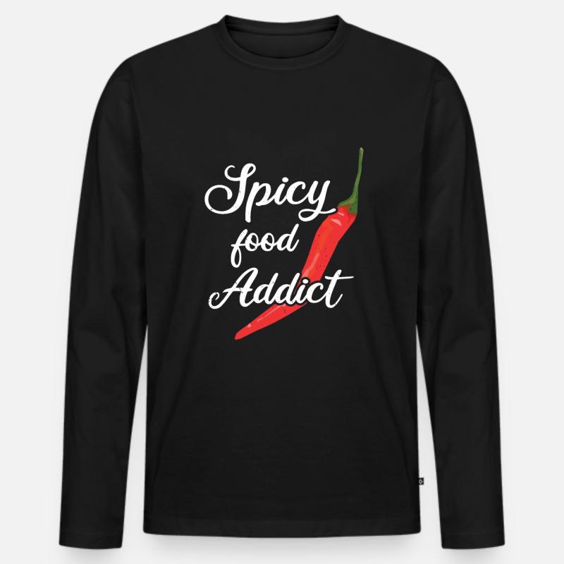 Chili-Pfeffer - Männer Premium Bio Langarmshirt - Schwarz