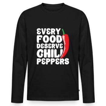 Chili-Pfeffer - Männer Premium Bio Langarmshirt - Schwarz - Vorne - Nico (187cm)