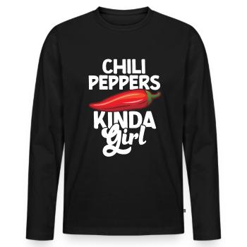 Chili-Pfeffer - Männer Premium Bio Langarmshirt - Schwarz - Vorne - Nico (187cm)