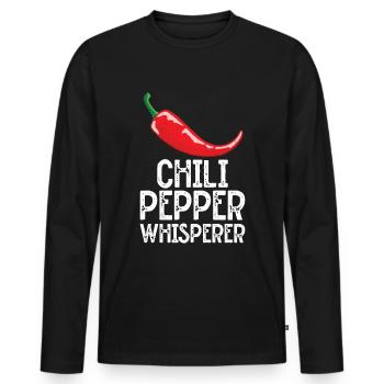 Chili-Pfeffer - Männer Premium Bio Langarmshirt - Schwarz - Vorne - Nico (187cm)