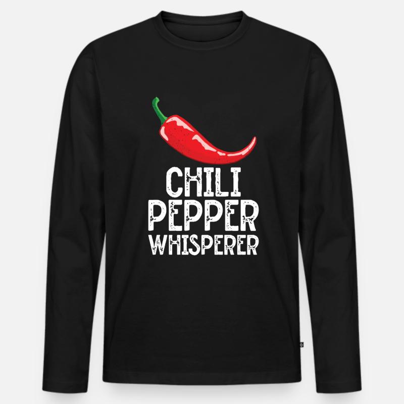 Chili-Pfeffer - Männer Premium Bio Langarmshirt - Schwarz