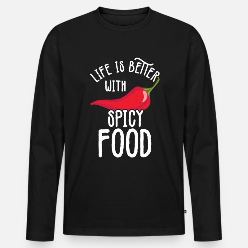 Chili-Pfeffer - Männer Premium Bio Langarmshirt - Schwarz
