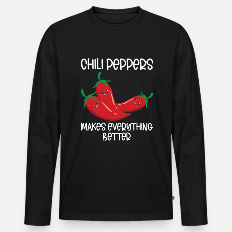 Chili-Pfeffer - Männer Premium Bio Langarmshirt - Schwarz