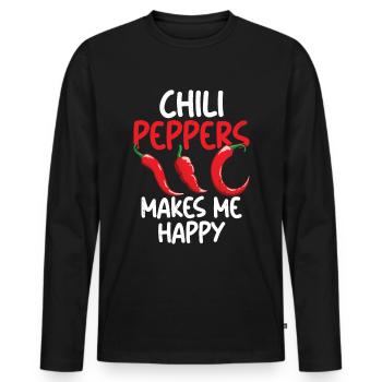 Chili-Pfeffer - Männer Premium Bio Langarmshirt - Schwarz - Vorne - Nico (187cm)