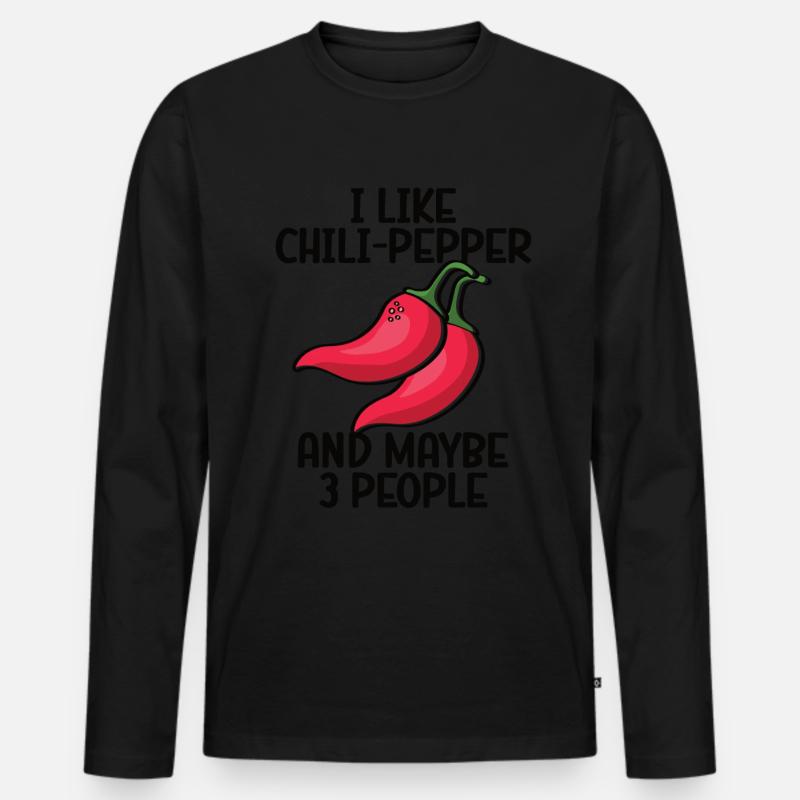 Chili-Pfeffer - Männer Premium Bio Langarmshirt - Schwarz