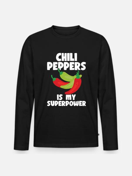 Chili-Pfeffer - Männer Premium Bio Langarmshirt - Schwarz