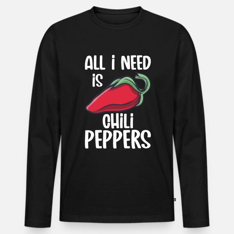 Chili-Pfeffer - Männer Premium Bio Langarmshirt - Schwarz