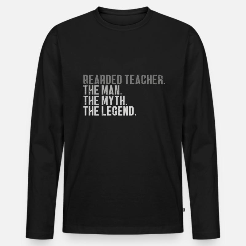 Bärtiger Lehrer - Männer Premium Bio Langarmshirt - Schwarz