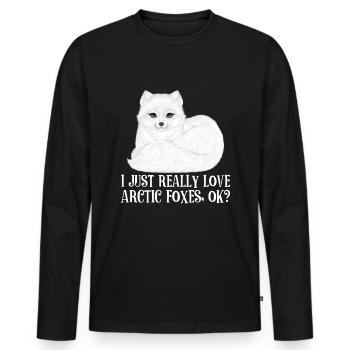 Amoureux du renard arctique - T-shirt manches longues Premium bio Homme - noir - Devant - Nico (187cm)