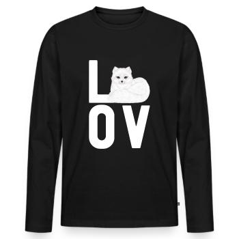 Amoureux du renard arctique - T-shirt manches longues Premium bio Homme - noir - Devant - Nico (187cm)
