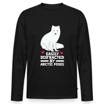 Amoureux du renard arctique - T-shirt manches longues Premium bio Homme - noir - Devant - Nico (187cm)