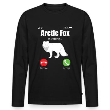 Amoureux du renard arctique - T-shirt manches longues Premium bio Homme - noir - Devant - Nico (187cm)