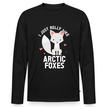 Amoureux du renard arctique - T-shirt manches longues Premium bio Homme - noir - Devant - Nico (187cm)