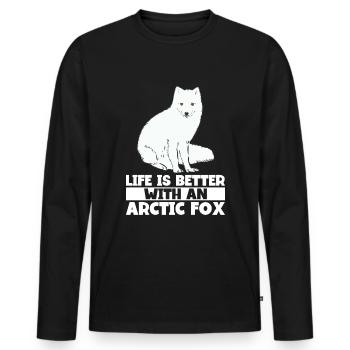Amoureux du renard arctique - T-shirt manches longues Premium bio Homme - noir - Devant - Nico (187cm)