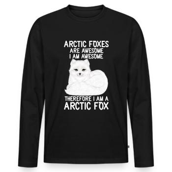Amoureux du renard arctique - T-shirt manches longues Premium bio Homme - noir - Devant - Nico (187cm)