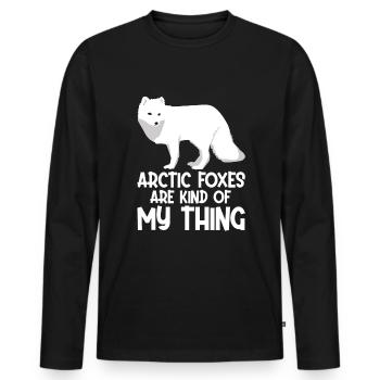 Amoureux du renard arctique - T-shirt manches longues Premium bio Homme - noir - Devant - Nico (187cm)