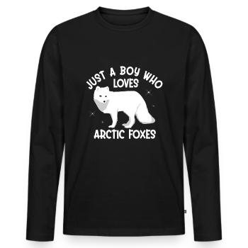Amoureux du renard arctique - T-shirt manches longues Premium bio Homme - noir - Devant - Nico (187cm)