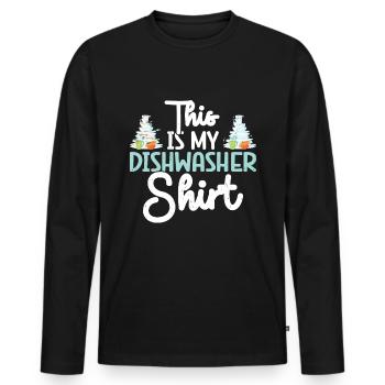 Geschirrspüler - Männer Premium Bio Langarmshirt - Schwarz - Vorne - Nico (187cm)