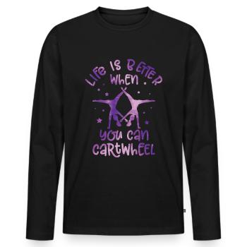 Wagenrad -Gymnast Stürzen - Männer Premium Bio Langarmshirt - Schwarz - Vorne - Nico (187cm)