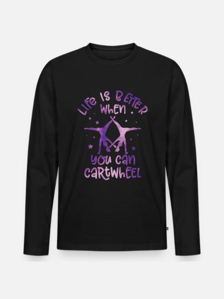 Roue de chariot -gymnaste tombe - T-shirt manches longues Premium bio Homme - noir