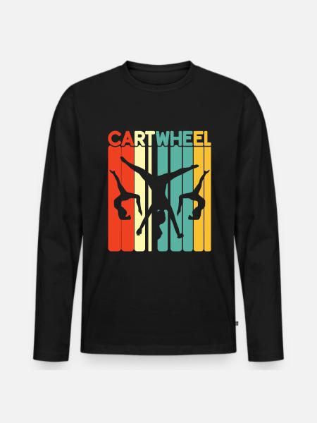 Roue de chariot -gymnaste tombe - T-shirt manches longues Premium bio Homme - noir
