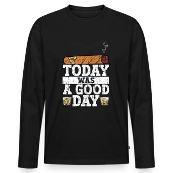 Cigar cigarette smokers - Men's Premium Organic Long Sleeve Shirt - black - Front - Nico (187cm)