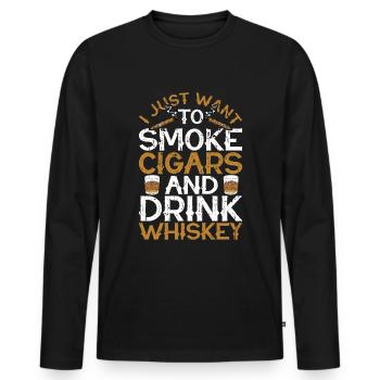 Cigar cigarette smokers - Men's Premium Organic Long Sleeve Shirt - black - Front - Nico (187cm)