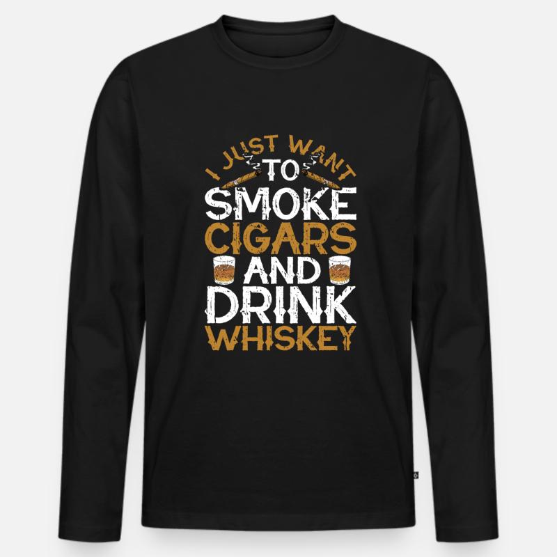 Zigarrenzigarettenraucher - Männer Premium Bio Langarmshirt - Schwarz