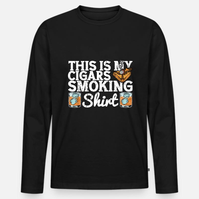 Zigarrenzigarettenraucher - Männer Premium Bio Langarmshirt - Schwarz