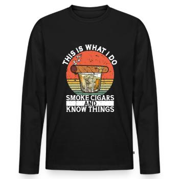 Cigar cigarette smokers - Men's Premium Organic Long Sleeve Shirt - black - Front - Nico (187cm)