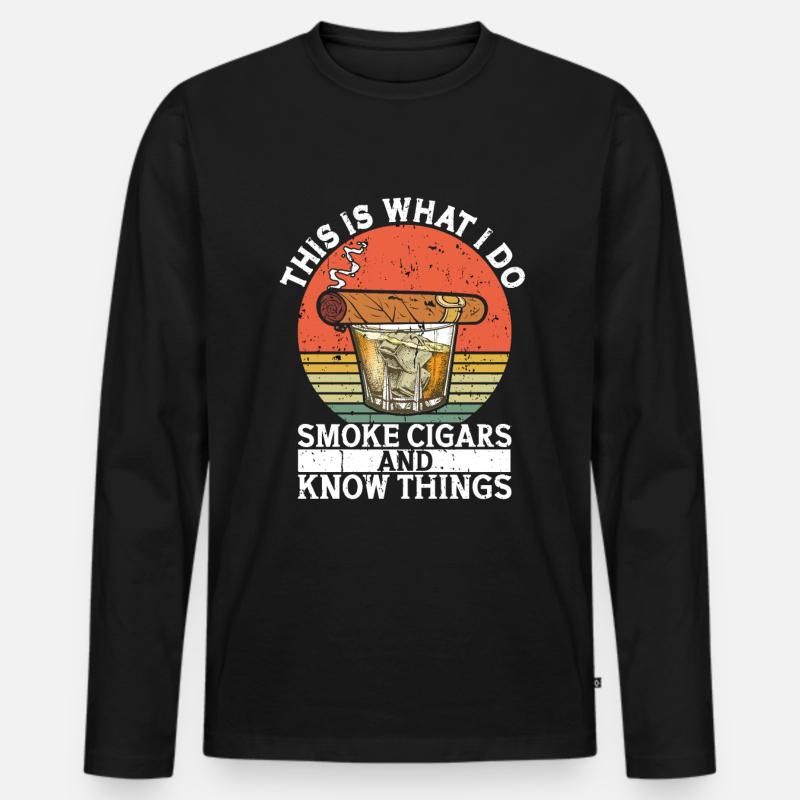 Zigarrenzigarettenraucher - Männer Premium Bio Langarmshirt - Schwarz