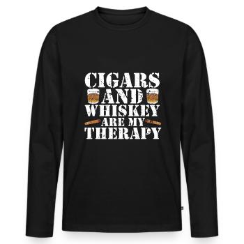 Cigar cigarette smokers - Men's Premium Organic Long Sleeve Shirt - black - Front - Nico (187cm)