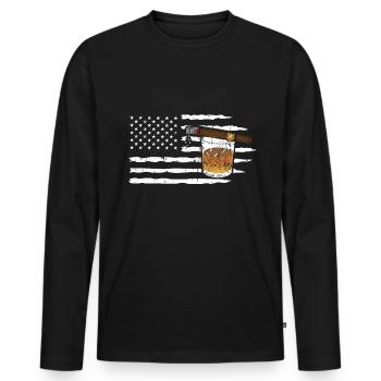 Cigar cigarette smokers - Men's Premium Organic Long Sleeve Shirt - black - Front - Nico (187cm)