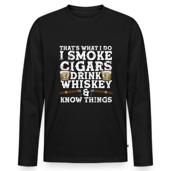 Cigar cigarette smokers - Men's Premium Organic Long Sleeve Shirt - black - Front - Nico (187cm)
