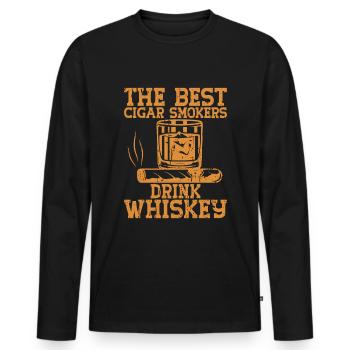 Cigar cigarette smokers - Men's Premium Organic Long Sleeve Shirt - black - Front - Nico (187cm)