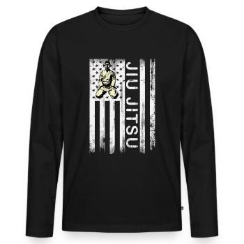 Jiu Jitsu - Men's Premium Organic Long Sleeve Shirt - black - Front - Nico (187cm)