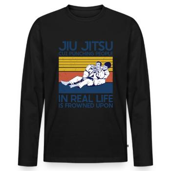 Jiu Jitsu - Men's Premium Organic Long Sleeve Shirt - black - Front - Nico (187cm)